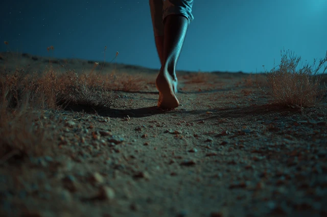 Desert Night Feet Walking Cinematic