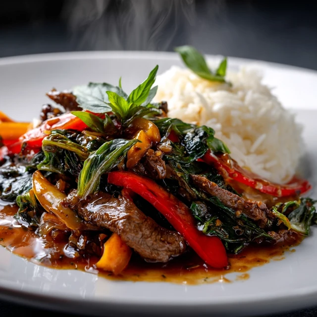 Thai Beef StirFry Dish with Jasmine Rice