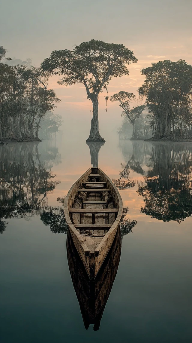 Amazon Reflection Boat Nature Photography
