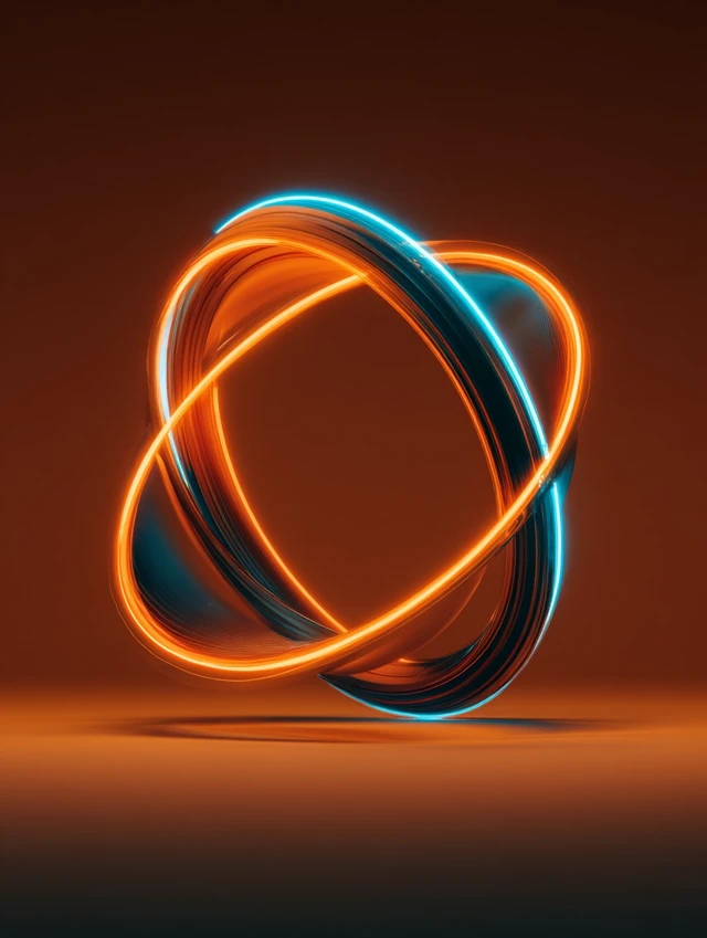 AI Core with Glowing Orbit Rings 3D Design