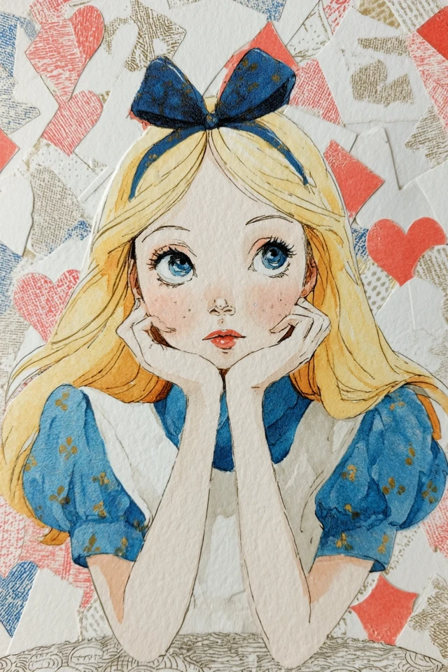 Alice in Wonderland Watercolor Border for Junk Journaling
