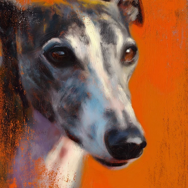 Greyhound Dog Impressionist Painting Portrait