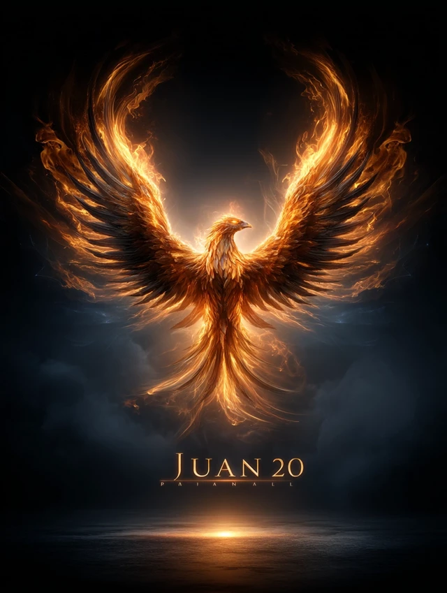 Cyberpunk Phoenix Rising From Ashes