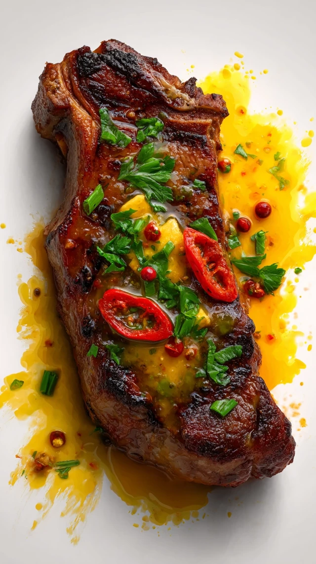 Juicy Steak with Butter and Spices Food Advertisement