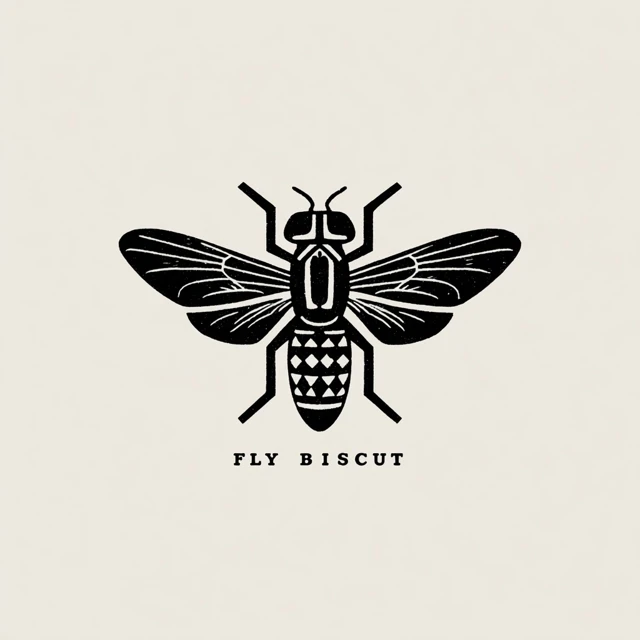 Fly Biscuit Logo Design Black and White Retro