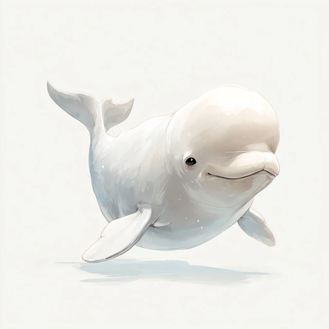 Cute Beluga Whale Illustration Character Portrait