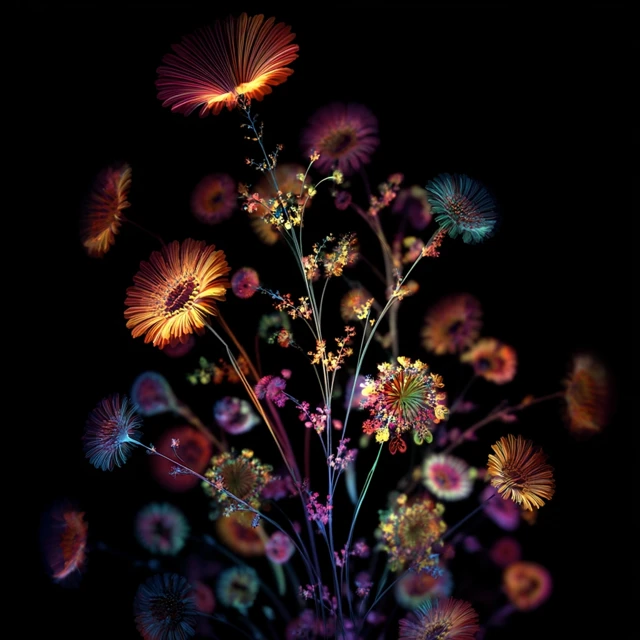 Fractal Flowers Silhouette Abstract Art