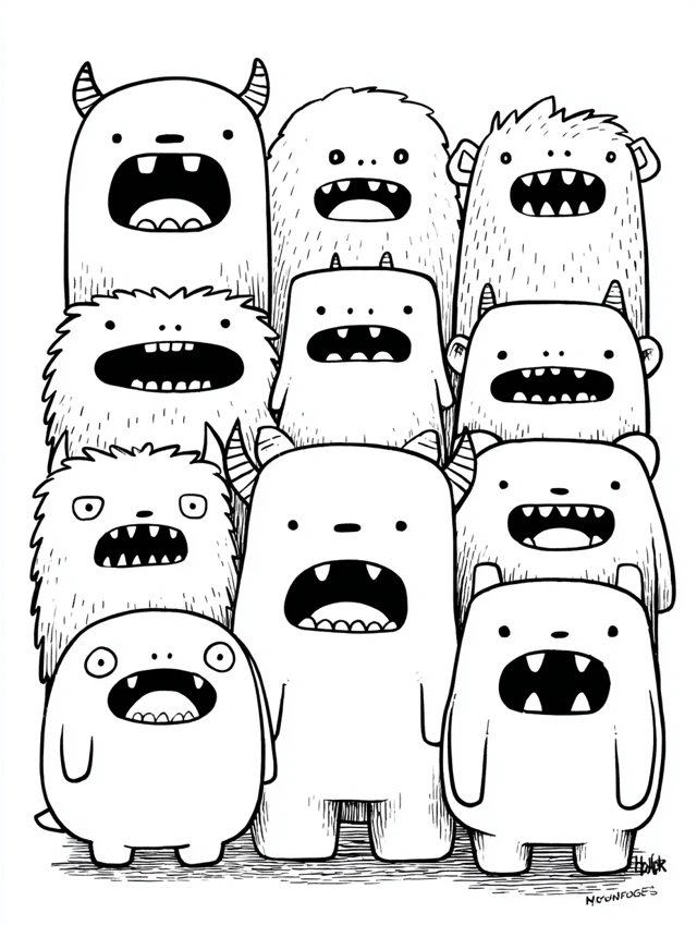 Cute Monster Coloring Page for Kids