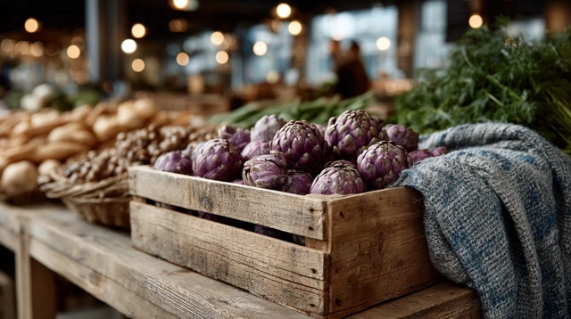 Fresh Seasonal Produce at a Rustic Market Stall