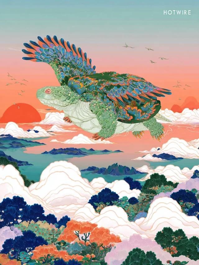 Turtle Bat Hybrid Illustration Moebius Style