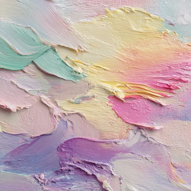 Abstract Pastel Painting Yellow Pink Mint Purple