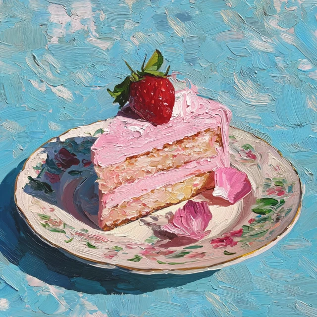 Strawberry Cake in Monet Style Art