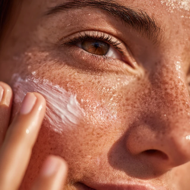Skincare Routine SPF Cream Application Macro Shot