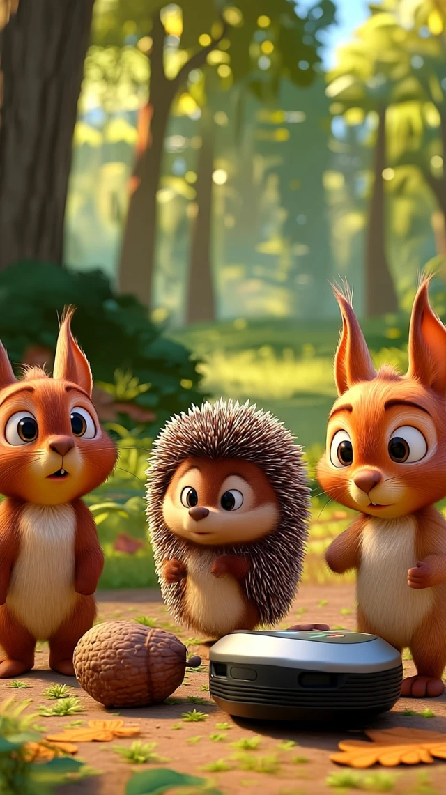 Forest Animals Teamwork Funny Cartoon Scene