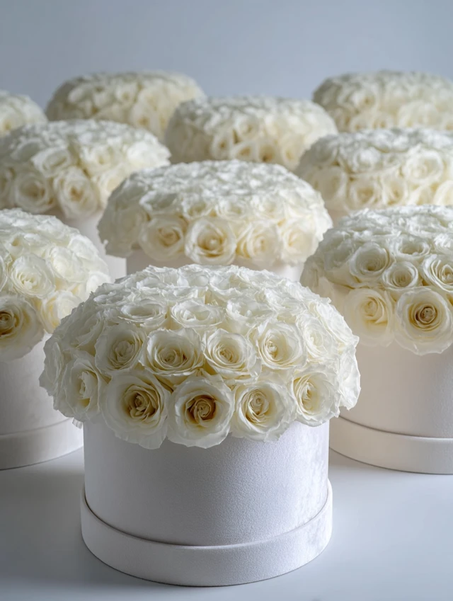 White Rose Flower Boxes Luxurious Floral Arrangement