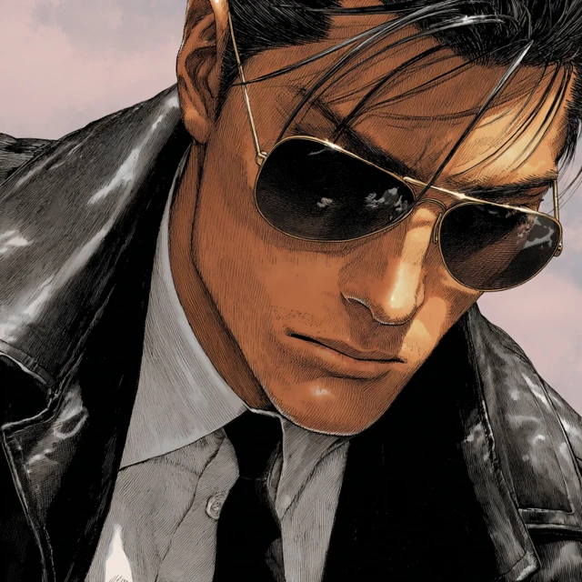 Noir Manga Protagonist in Leather Blazer