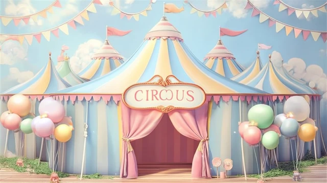 Circus Backdrop Pastel Colors Baby Boy Birthday
