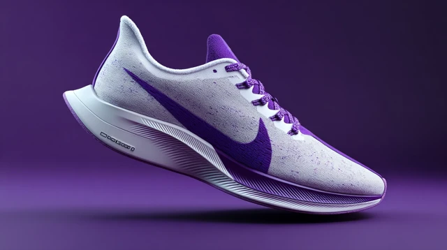 Nike Running Shoe White and Purple 3D Render