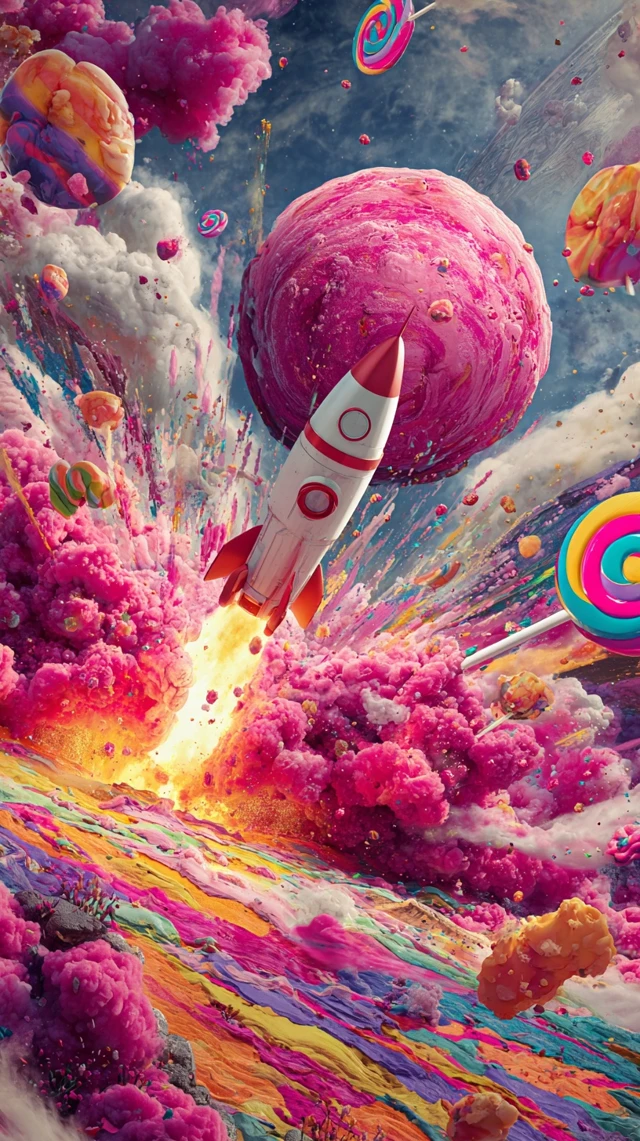 Piggy Bank Rocket in Space Candy Explosion