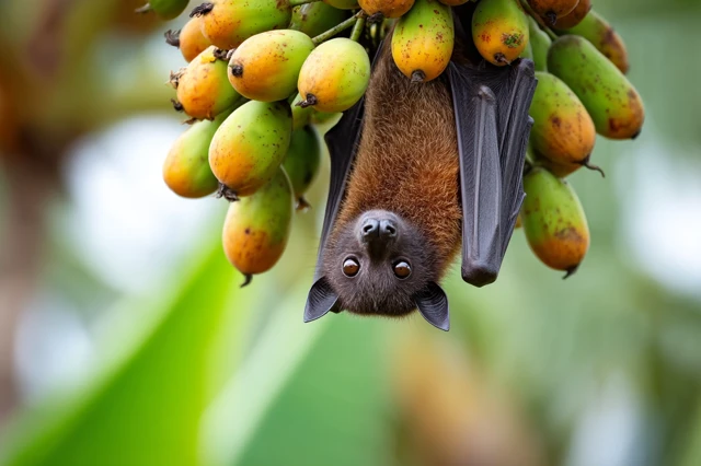 Bat Camouflaged as Fruit in Tropical Tree