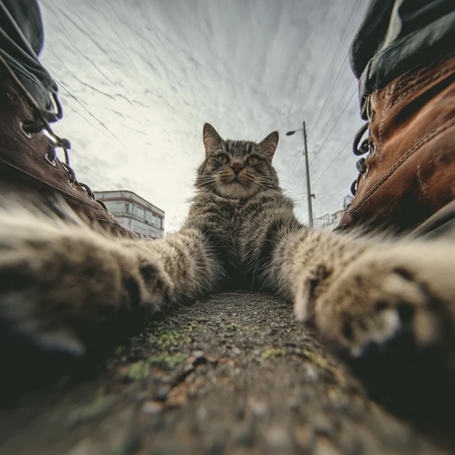 Giant Cat Selfie Forced Perspective Photo