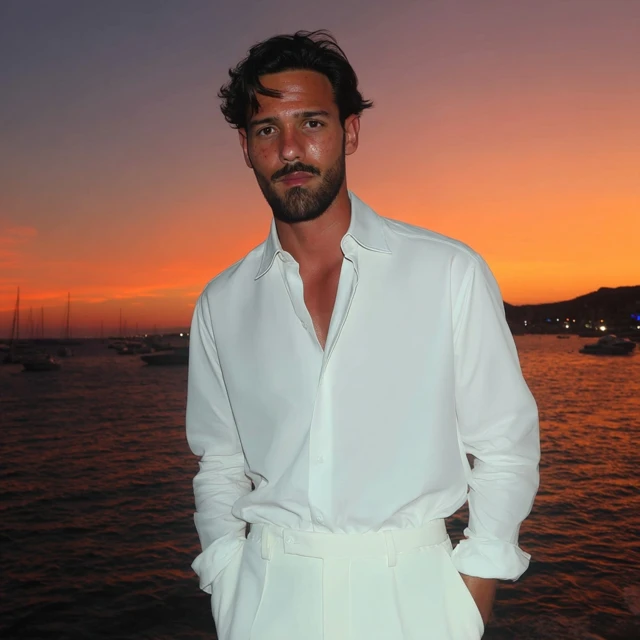 Fashion Model on the Beach at Sunset