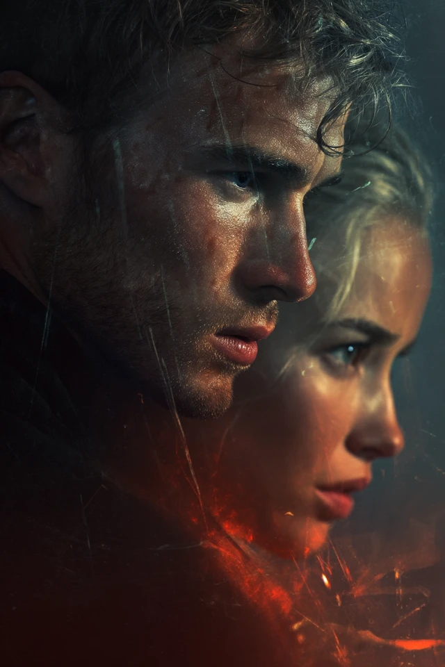 Action Movie Poster Man and Woman Cinematic Style