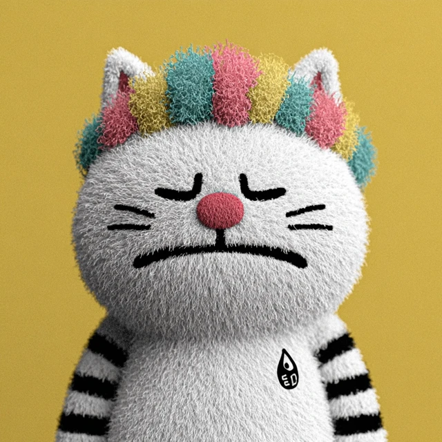 Sad Clown Cat 3D Rendering