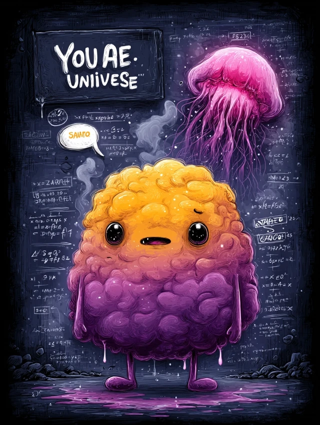 Cartoon Brain Solving Equations Cosmic Humor