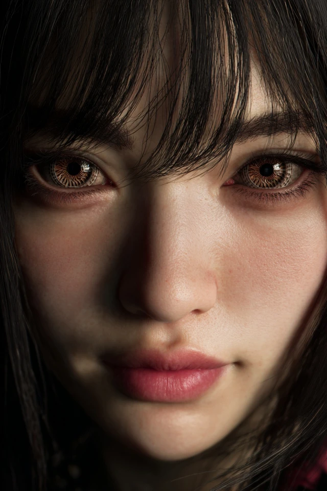 Hyperrealistic Japanese Woman with Fractal Eyes