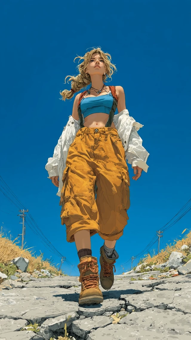Girl Walking Down Road Aesthetic Artwork