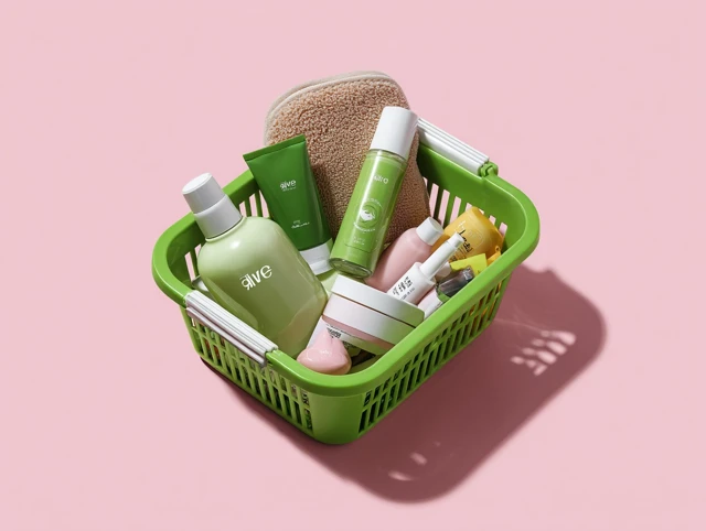 Olive Young Shopping Basket Illustration