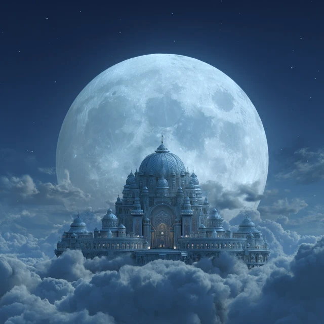 Celestial Palace Under the Moon Fantasy Illustration