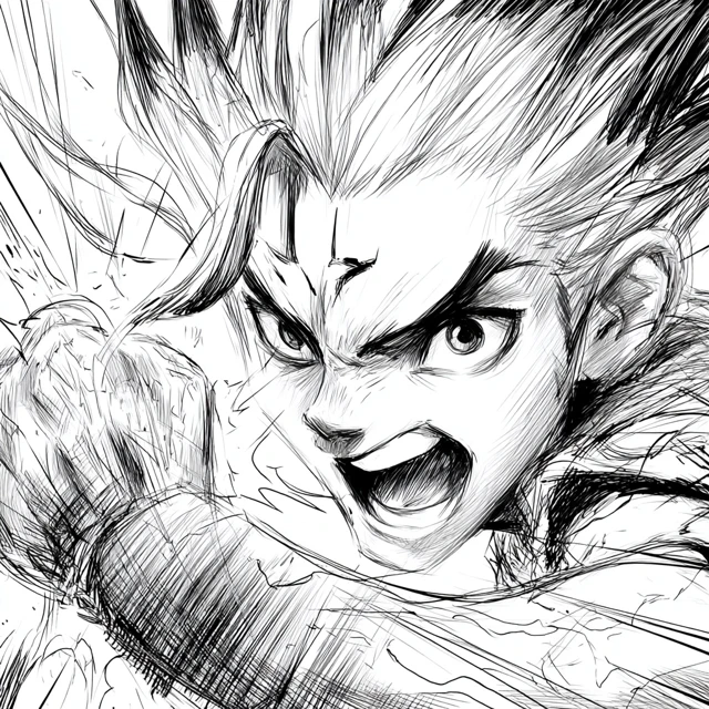 Intense Anime Character Action Scene