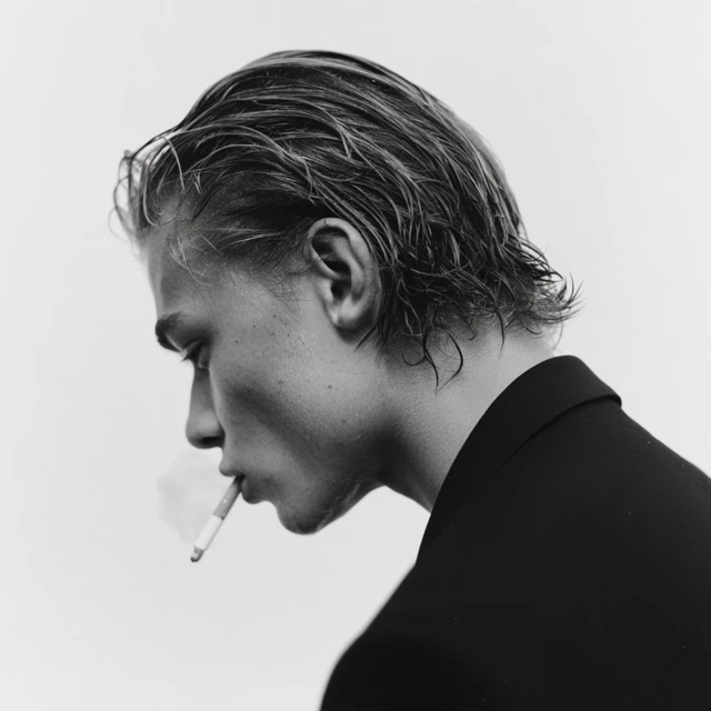 Vintage Photo Young Man Smoking