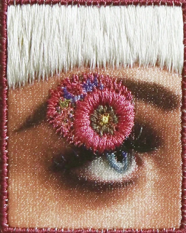 Embroidered Eye Art Pink Lashes Abstract