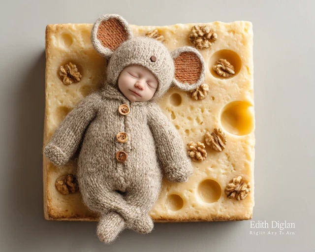 Newborn Photography Backdrop Mouse on Cheese