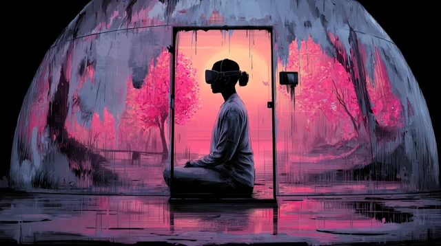 Futuristic Meditation VR Scene Cherry Blossoms