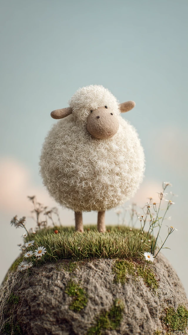 Cute Sheep Illustration Minimalist Psychedelic