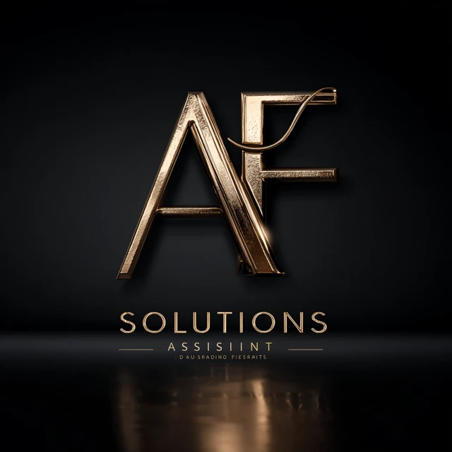 AF Solutions Logo Design Gold Metallic 3D