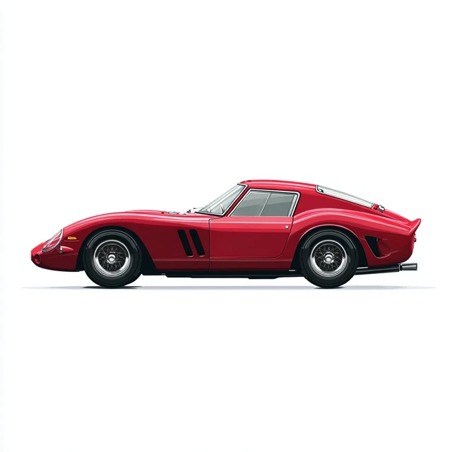 Red Ferrari 250 GTO Cartoon Illustration
