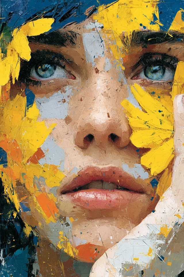 Woman with Flowers: Expressive Art