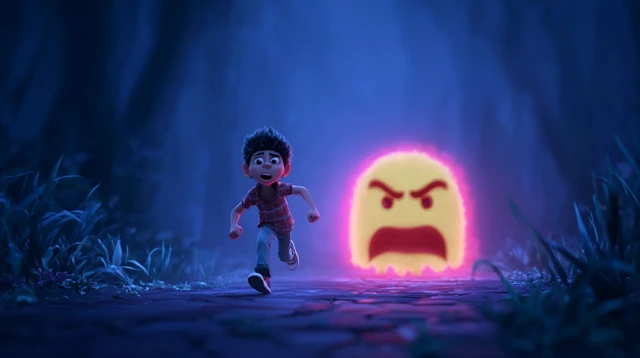 Terrified Boy Running from Emoji Monster Animation