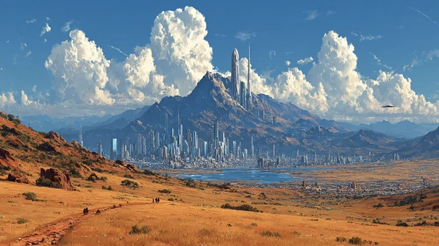 Futuristic Cityscape 2050: Panoramic Skyline