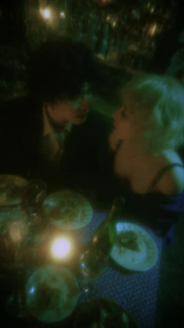Romantic Dinner Man and Woman in Restaurant