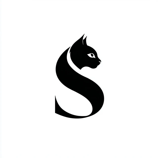 Cat Silhouette S Logo Minimalist Design