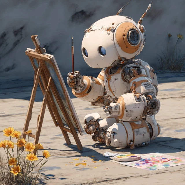 Manga Robot Painter Plein Air Artwork