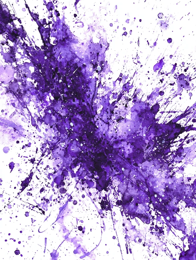 Purple Watercolor Splashes on White Background Art