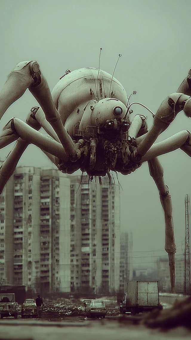 Giant Spider Over Russian City Realism