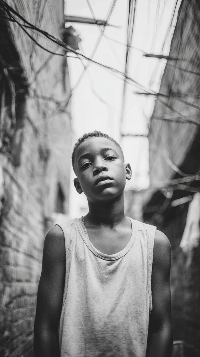 Black and White Cinematic Portrait of a Child